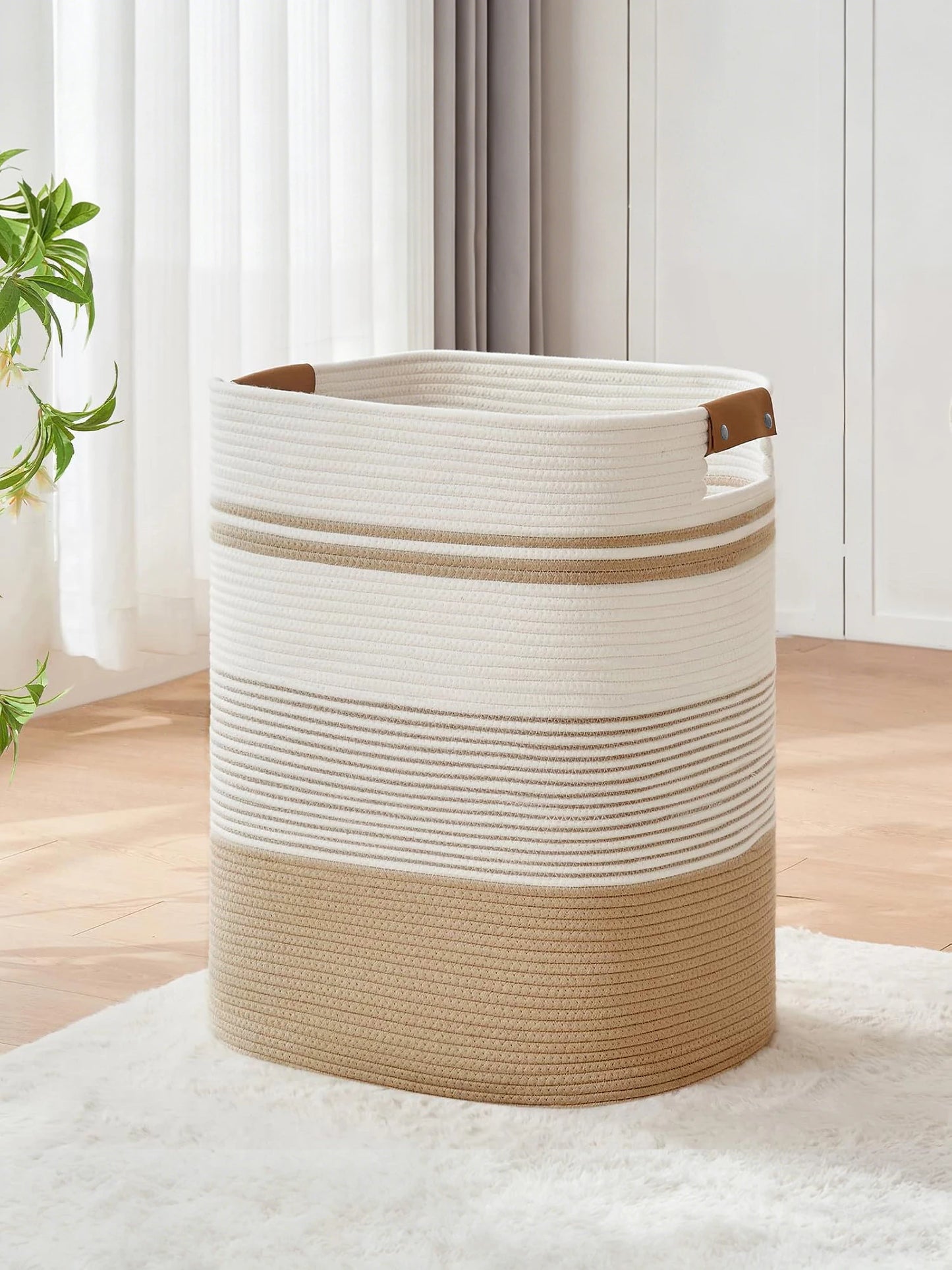 Laundry Basket, Blanket Basket for Bedroom or Living Room - Laundry Hamper or Blanket Storage