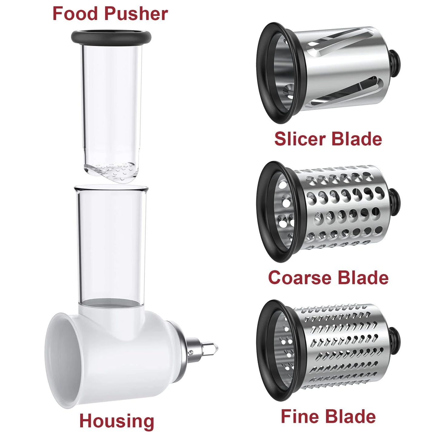 Stainless Steel Slicer Shredder Attachment for KitchenAid Stand Mixers Salad Maker with 4 Blades