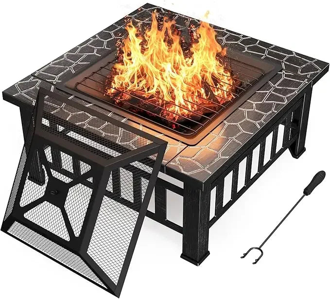 Outdoor Fire Pit  with Waterproof Cover for Outside