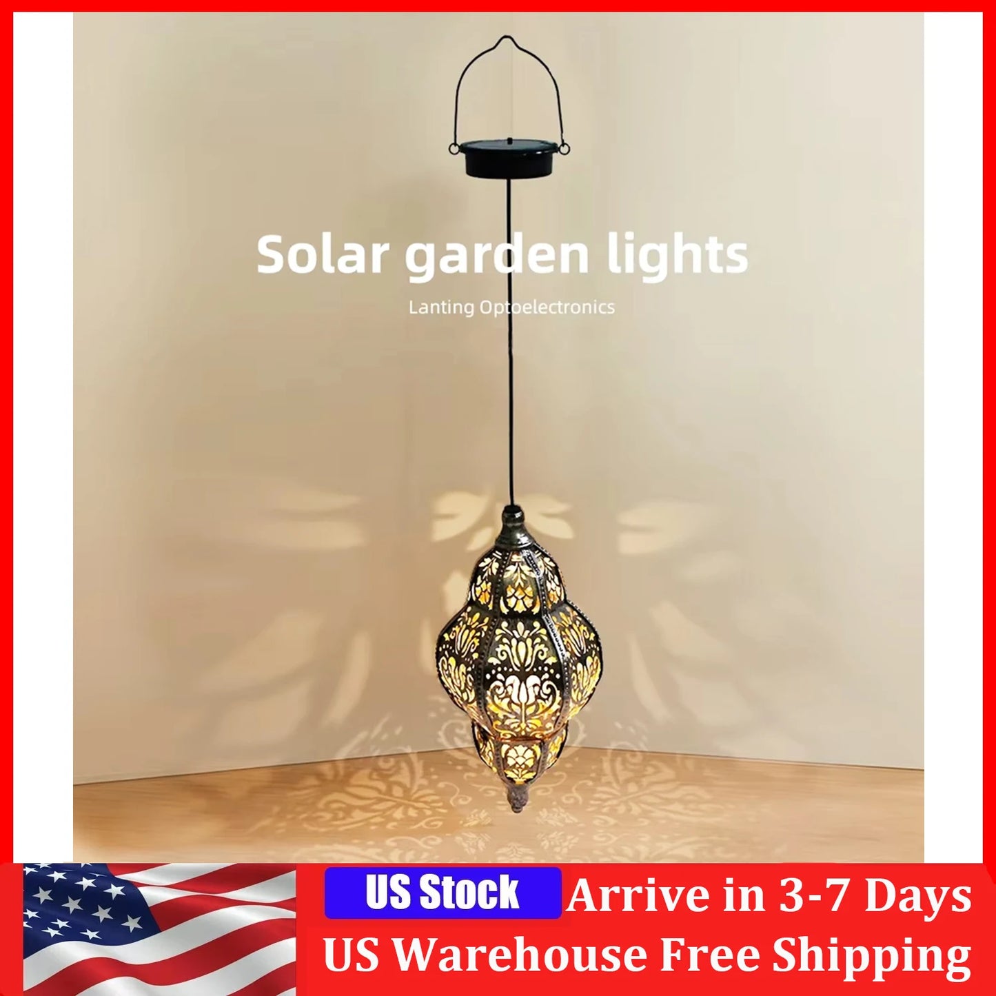 Outdoor Solar Light, Moroccan Design Lantern, Waterproof