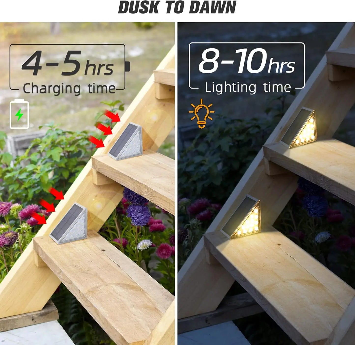 Solar Step Lights,6 Pack Warm White Solar Stair Lights, Waterproof IP67 Auto On Off