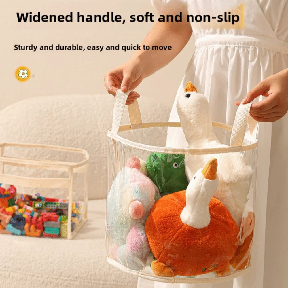 Transparent Doll Storage Basket with Handle - Space Saving Large-capacity Organizer for Children's Toys
