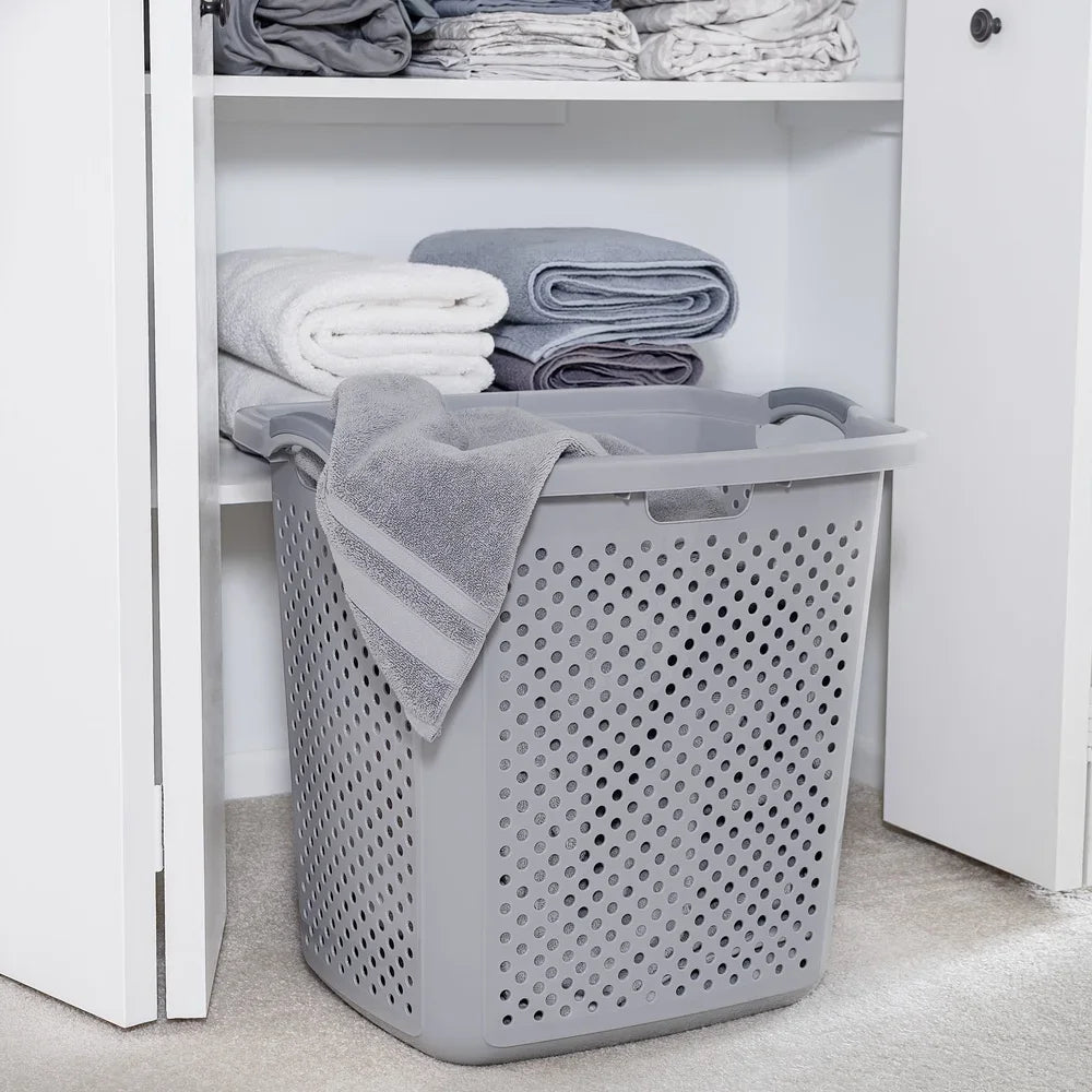 Extra Large Plastic Laundry Hamper, with Four Handles, Ventilated Design