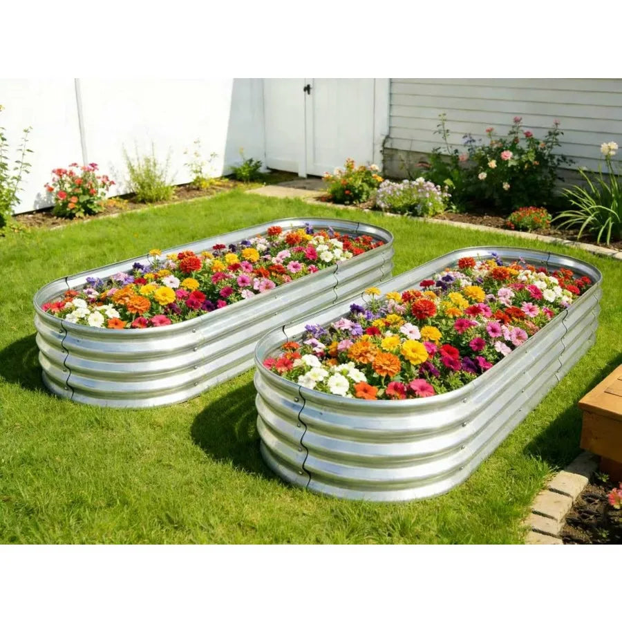 6 ft x 2 ft Raised Garden Bed, Metal - 2pk