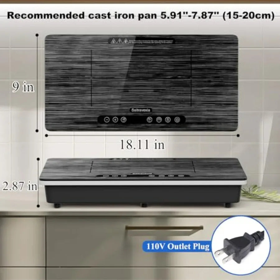 18" Double Induction Cooktop – Portable 2‑Burner Electric Stove with Independent Touch Controls, 1800W