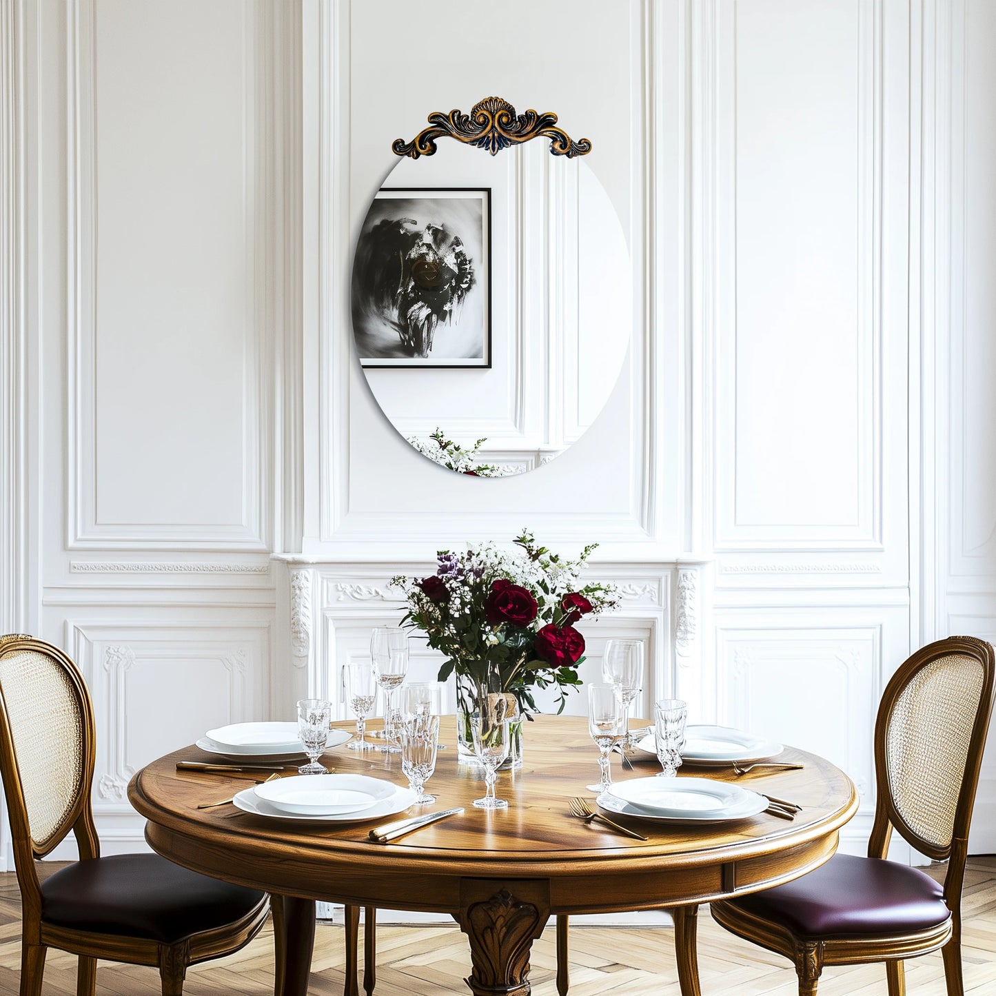 Vintage Baroque Arched Wall Mirror – Antique Gold Accent