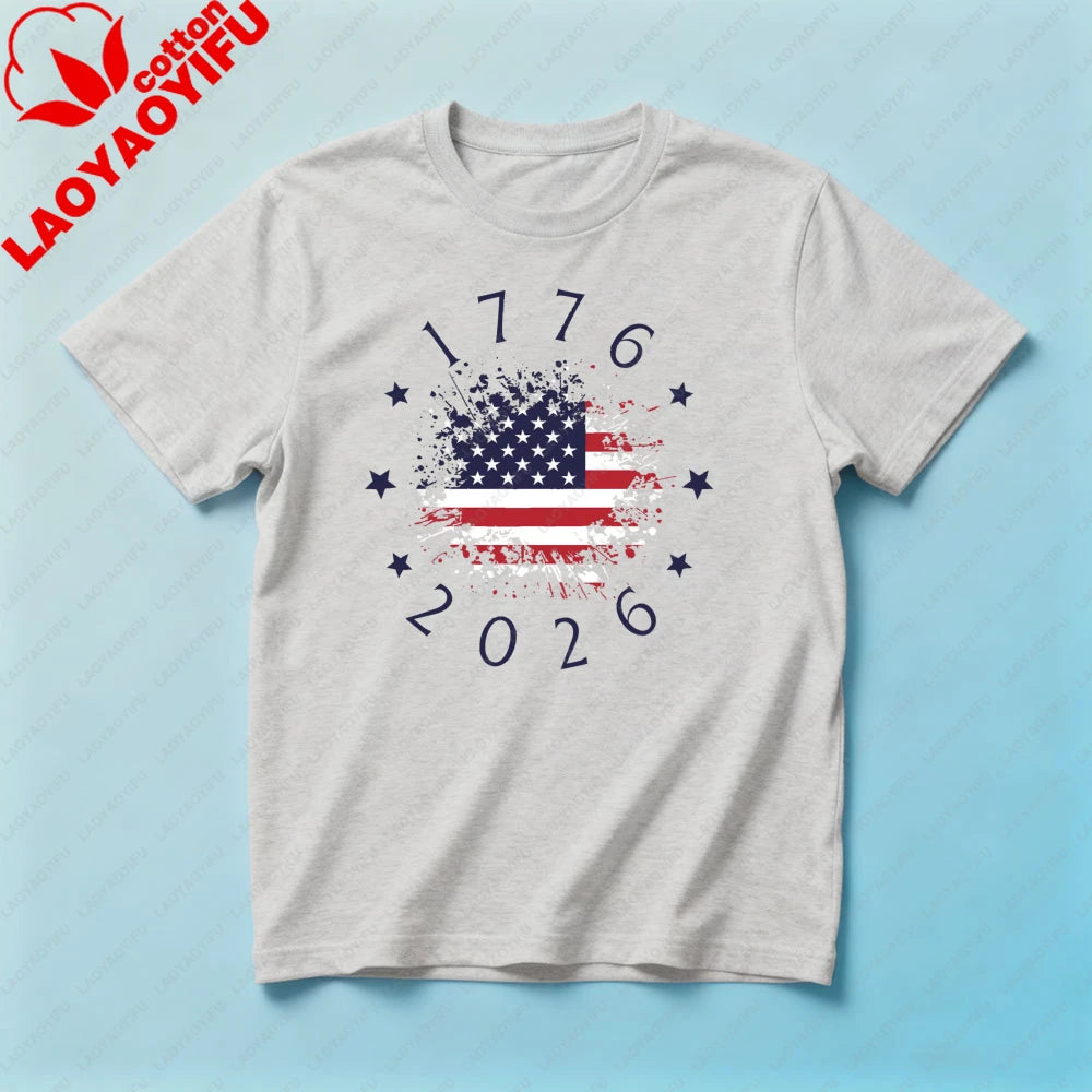 Patriotic USA Flag Tee America 250th Anniversary T-shirt 4th of July Unisex Independence Day T-shirt
