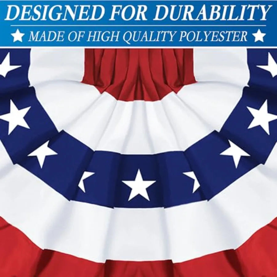 Patriotic Pleated Fan Flag – Outdoor American Bunting for Holiday Décor