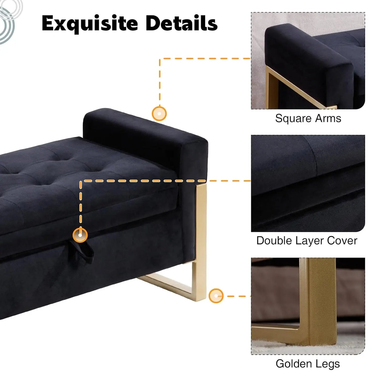 67" Storage Bench, Double Lids Storage