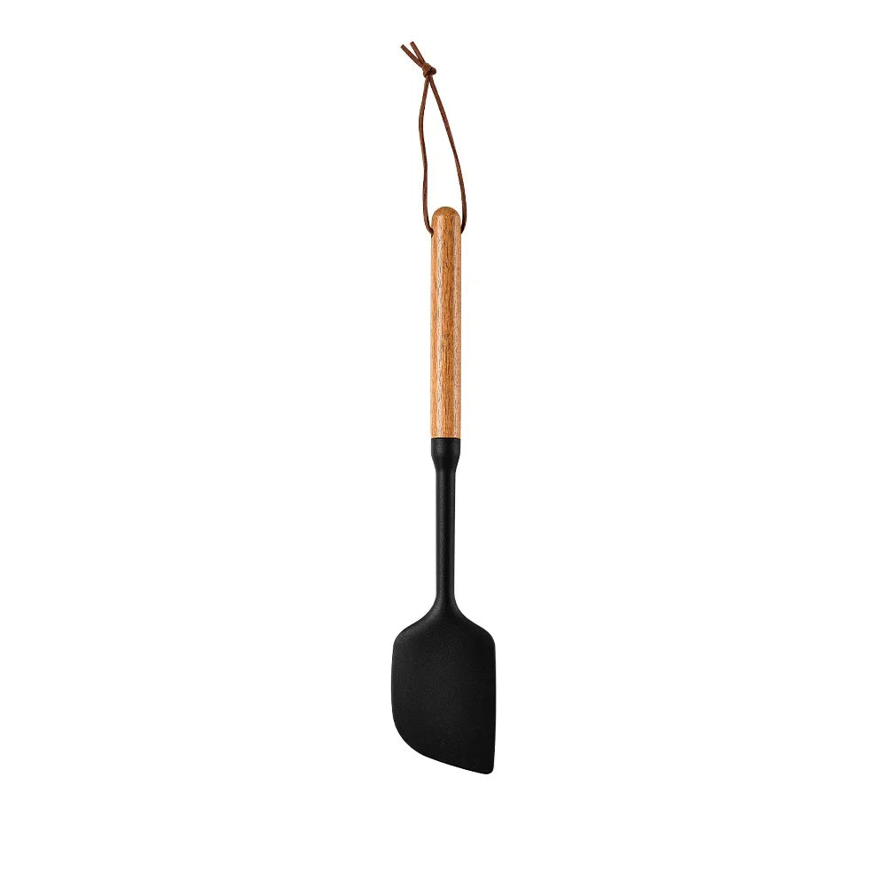 7Pcs Black Silicone Wooden Handle Cooking Tool Non-stick Kitchen Utensils
