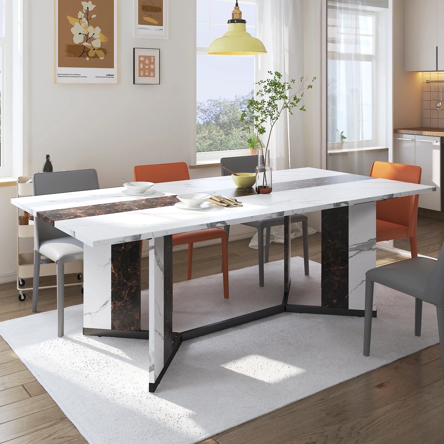 Large Rectangular White Dining Table for up to 10 People (2 sizes)