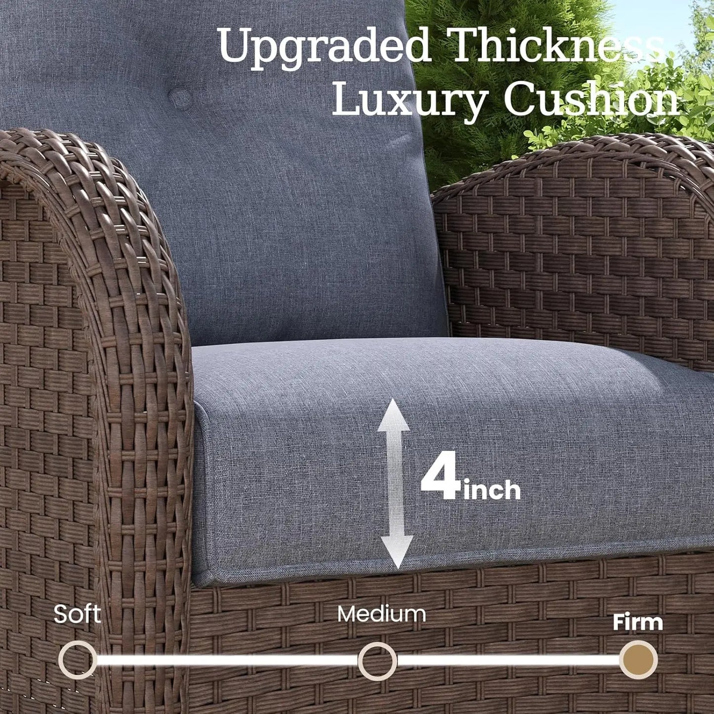 6 Pieces Wicker Patio Furniture Set - 4 High Back Swivel Rocker Chairs and 2 tables