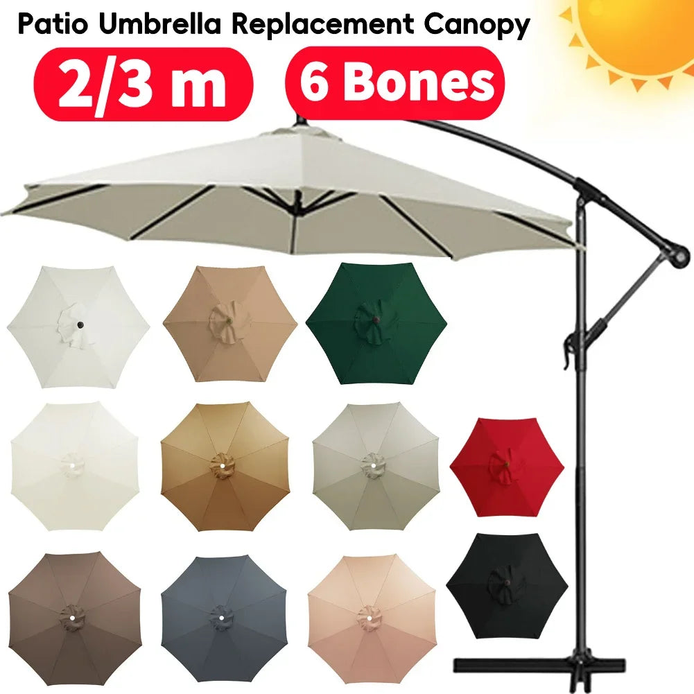 10ft Patio Umbrella Replacement Canopy – 6‑Rib UV‑Resistant Outdoor Cover