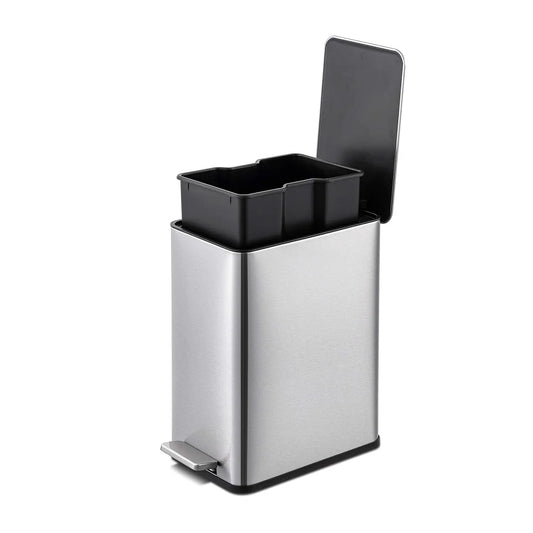 Slim Stainless Steel Step-On Trash Can | Compact, Quiet-Close, Modern Design for Bathroom