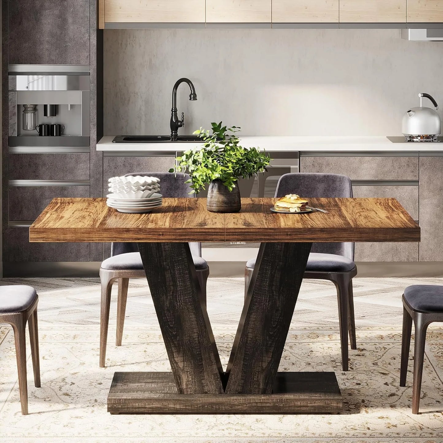 LITTLE TREE 47-Inch Dining Table with Heavy Duty Pedestal