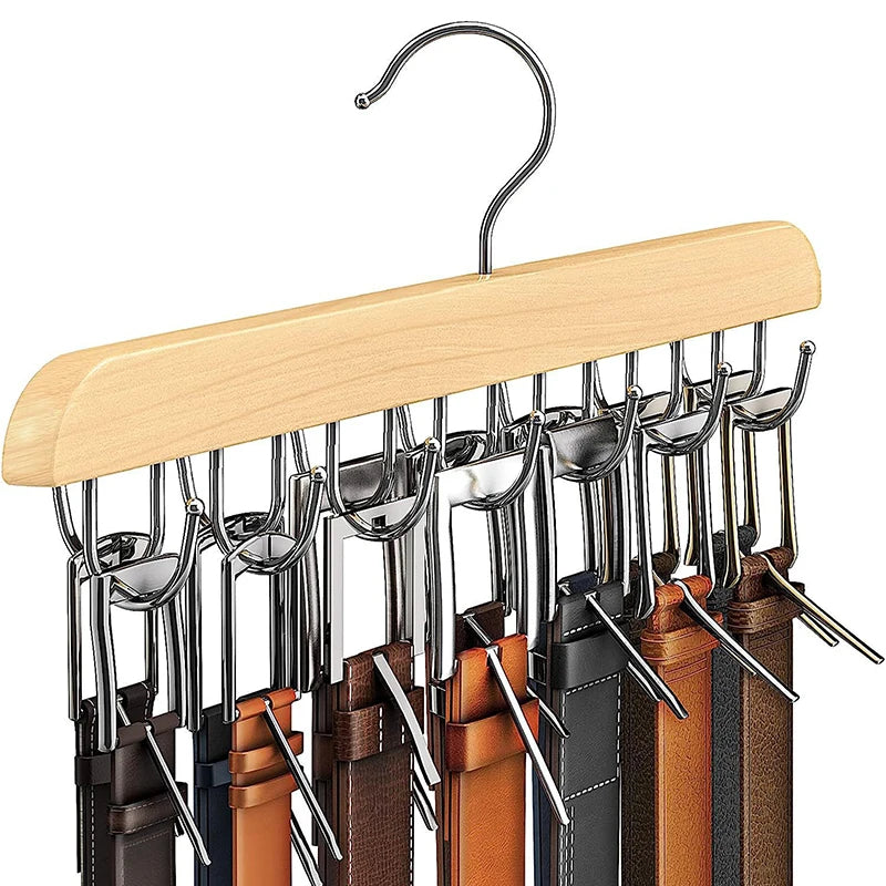 Wooden Belt Rack Storage Hangers for Clothes, Wardrobe Accessories, Scarf Organizer, Men Ties, Belt Hangers