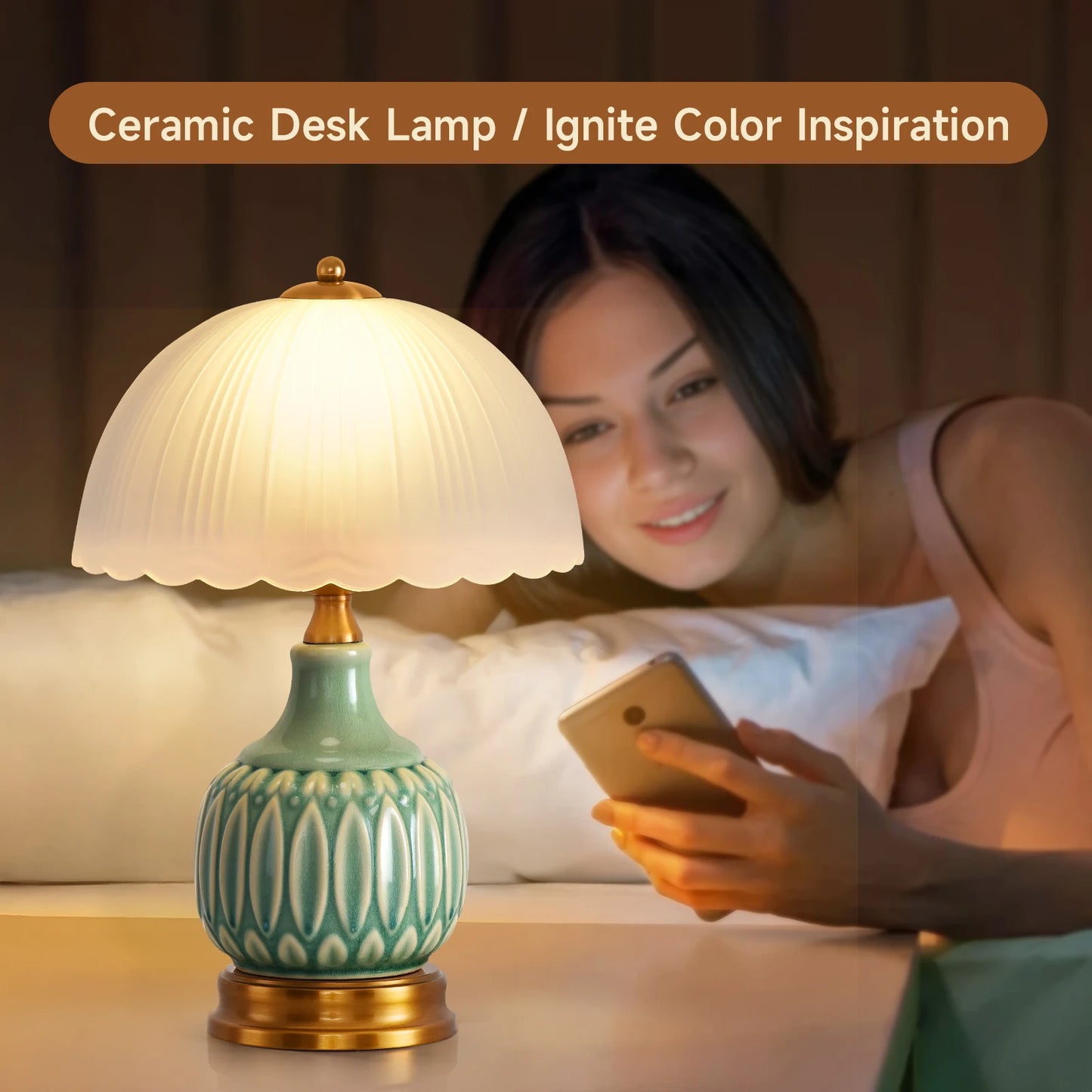 Vintage Lamp, 16" Modern Ceramic Table Lamps