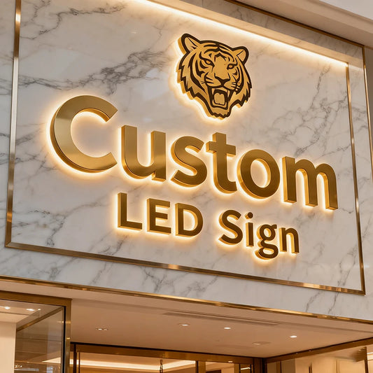 Custom LED Sign Backlit Metal Letters Stainless Steel Waterproof Business Storefront Sign CE/UL Certified