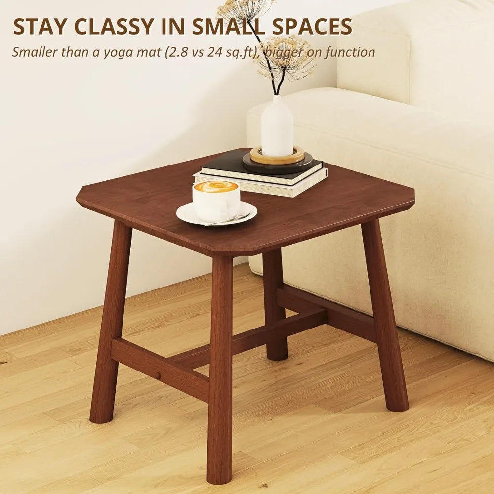 20" Square Wood Side Table – Farmhouse End Table for Small Spaces, Living Room, Bedroom or Dorm (20" W x 20" D x 18" H)