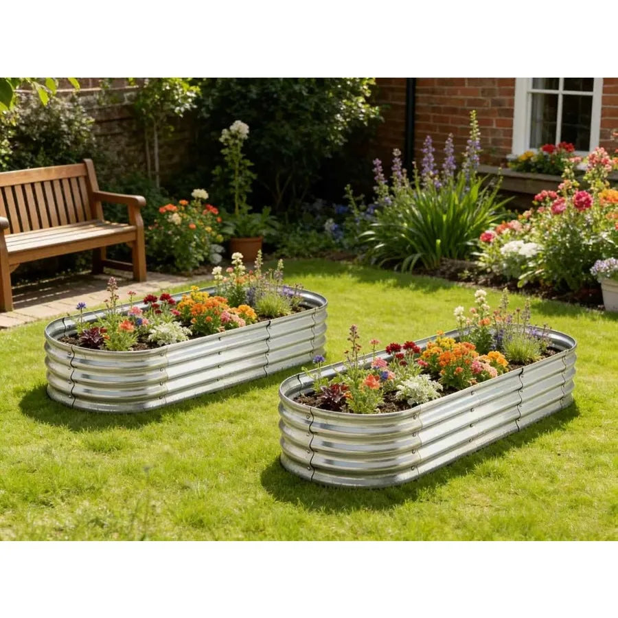 6 ft x 2 ft Raised Garden Bed, Metal - 2pk