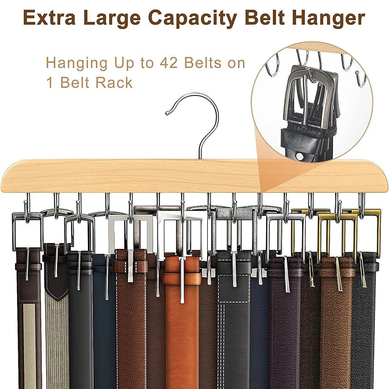 Wooden Belt Rack Storage Hangers for Clothes, Wardrobe Accessories, Scarf Organizer, Men Ties, Belt Hangers