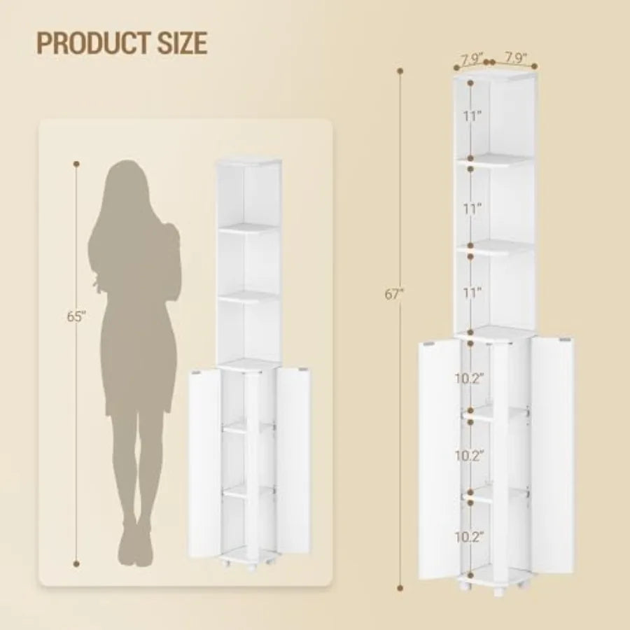 Tall Corner Cabinet with Doors and Adjustable Shelves