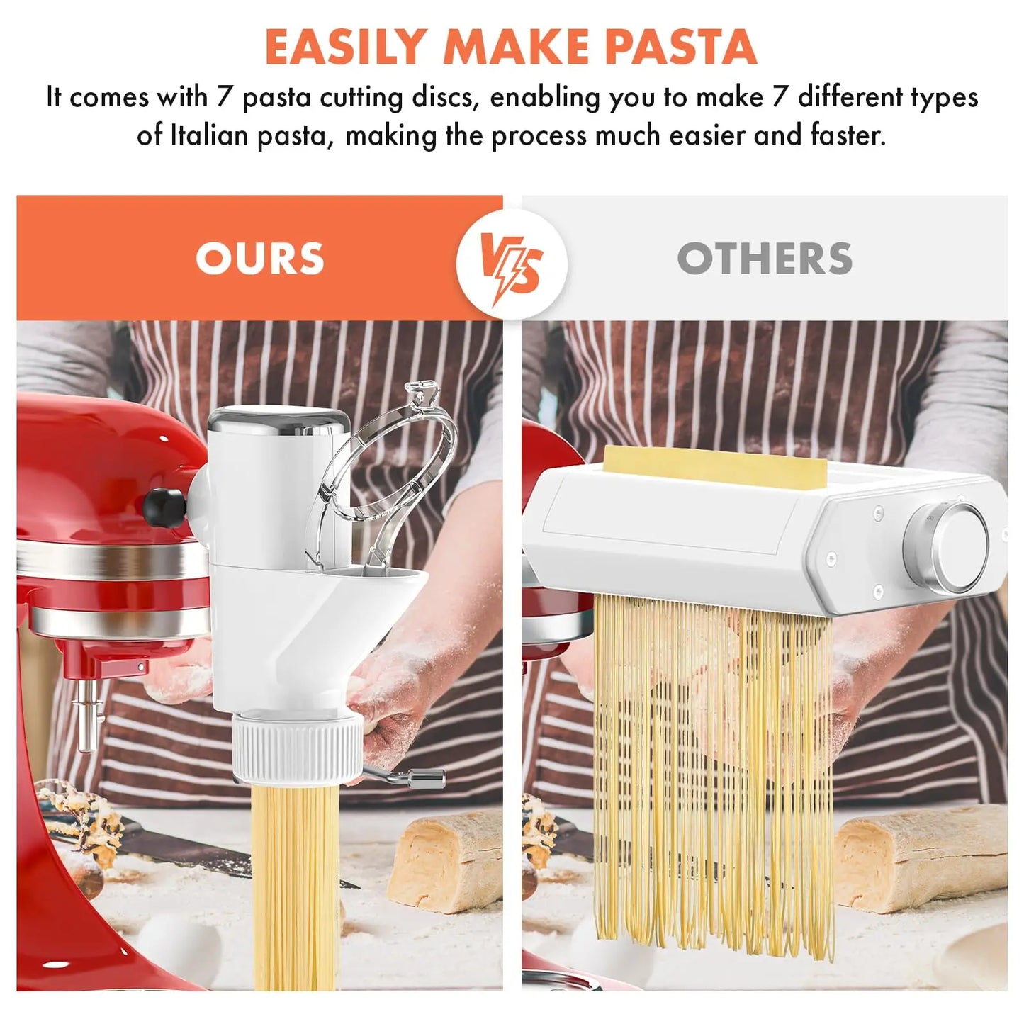 Pasta Press Attachment for KitchenAid Stand Mixers 7 Interchangeable Plates Pasta Extruder Accessories