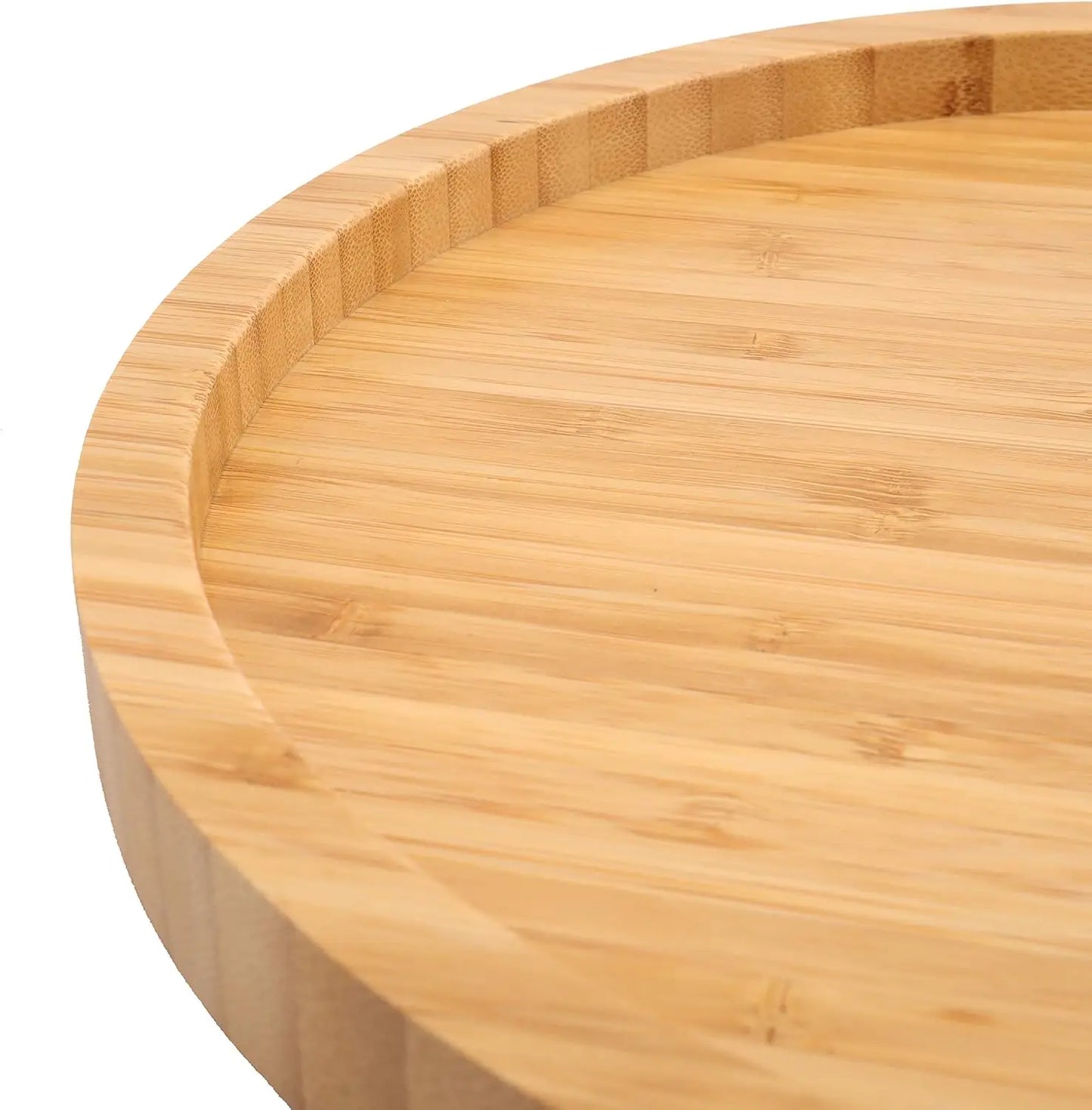 12" Bamboo Lazy Susan Turntable – Thick Wood Rotating Spice Rack for Kitchen Countertops