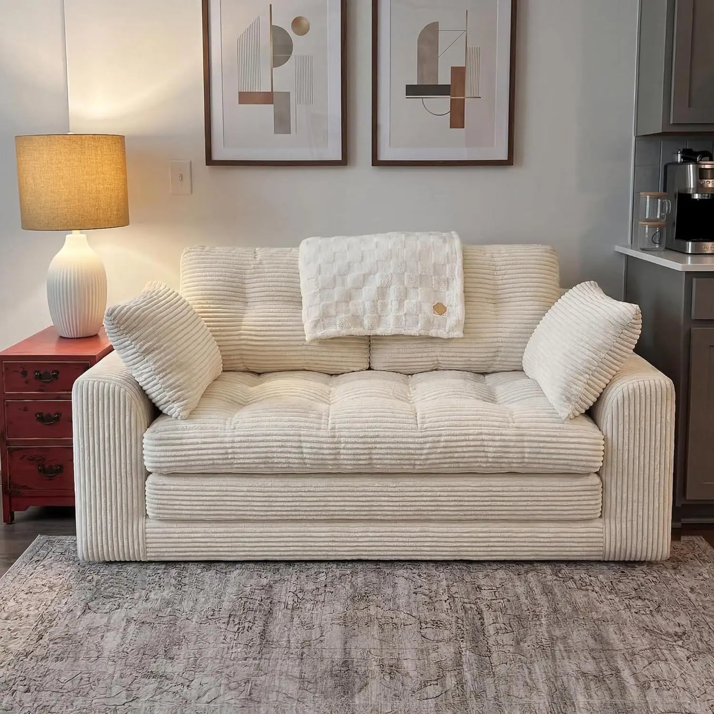 Convertible Loveseat Sleeper, Space-Saving Folding Sofa Bed for Small Spaces, No Assembly