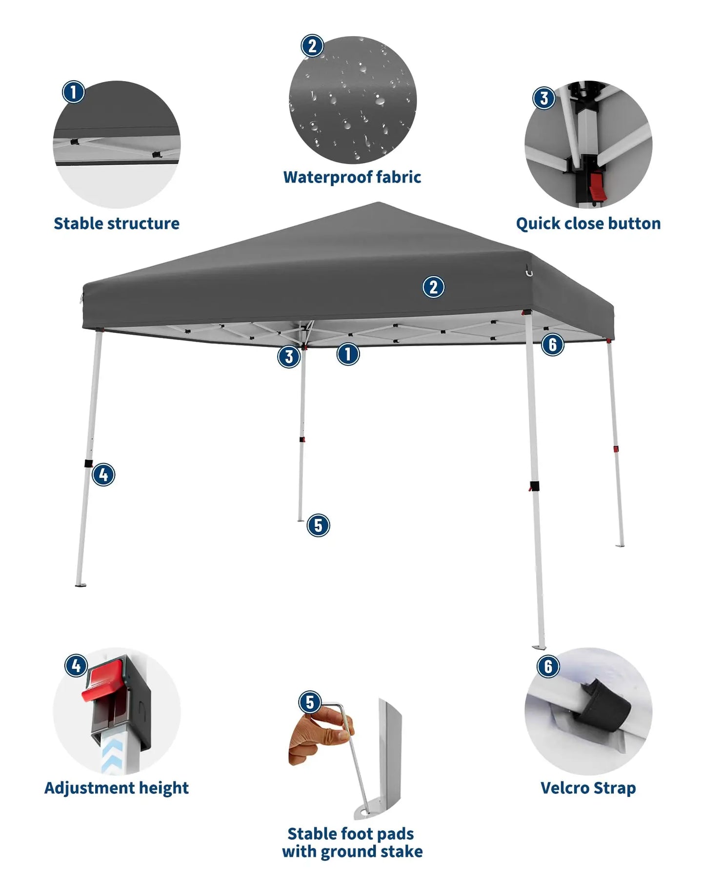 Folding Slanted Canopy Tent - Portable Patio Umbrella for Trade Shows Event Outdoor Beach