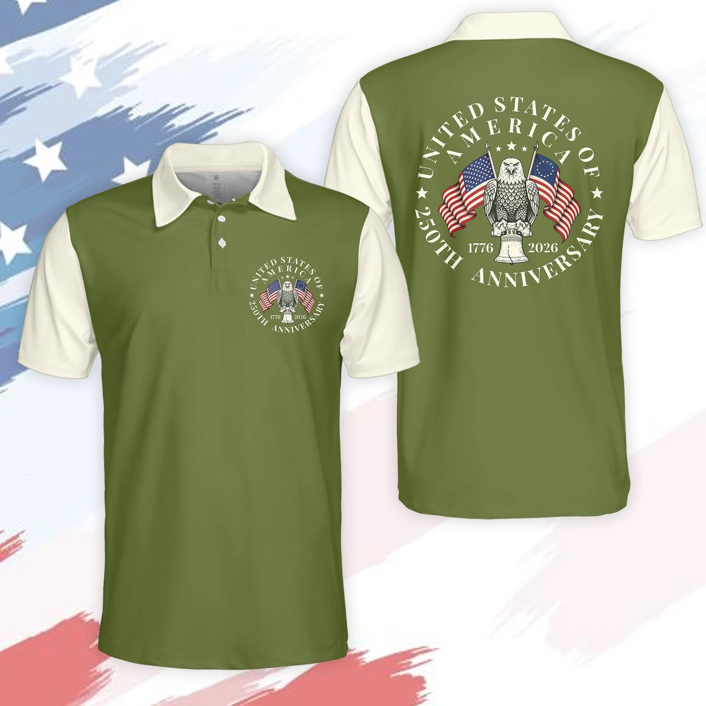 Mens USA 250th Anniversary Polo Shirt - Military Branches