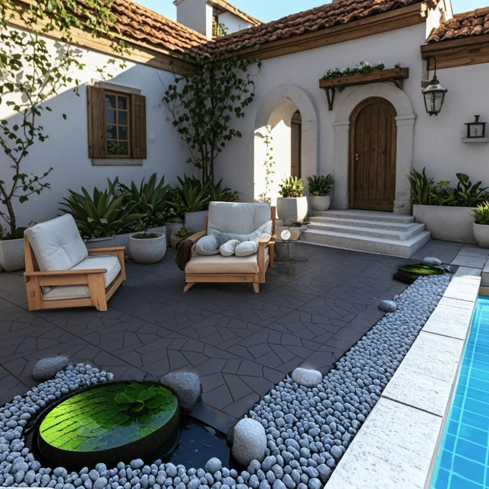 Stone Style 12" Patio Deck Tiles, DIY, Interlocking for Outdoor and Indoor