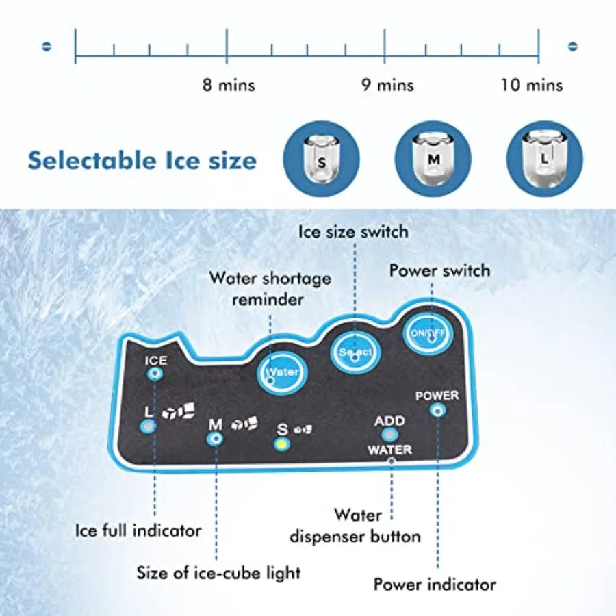 2‑in‑1 Countertop Ice Maker with Built‑In Water Dispenser – 48 lbs./Day, Fast 6‑Min Ice & Stainless-Steel Design