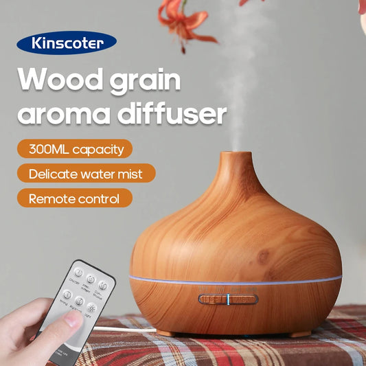 Wood Grain Aromatherapy Diffuser, USB Humidifier, Desktop Air Purifier, Aroma Cool Mist Difusor/Essential oil set