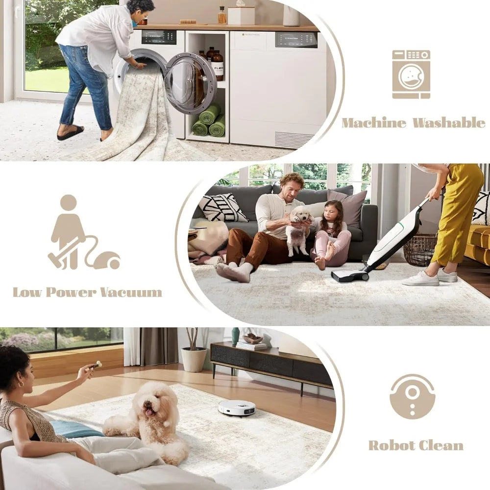 9x12 Washable Area Rug – Non‑Slip, Easy‑Care Floor Rug for Living Room & Bedroom