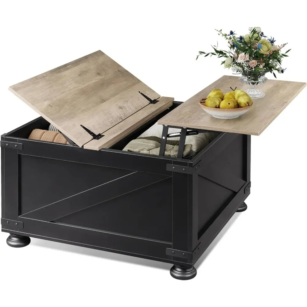 31.5" Square Lift‑Top Coffee Table – Modern Storage Table with Hidden Compartment