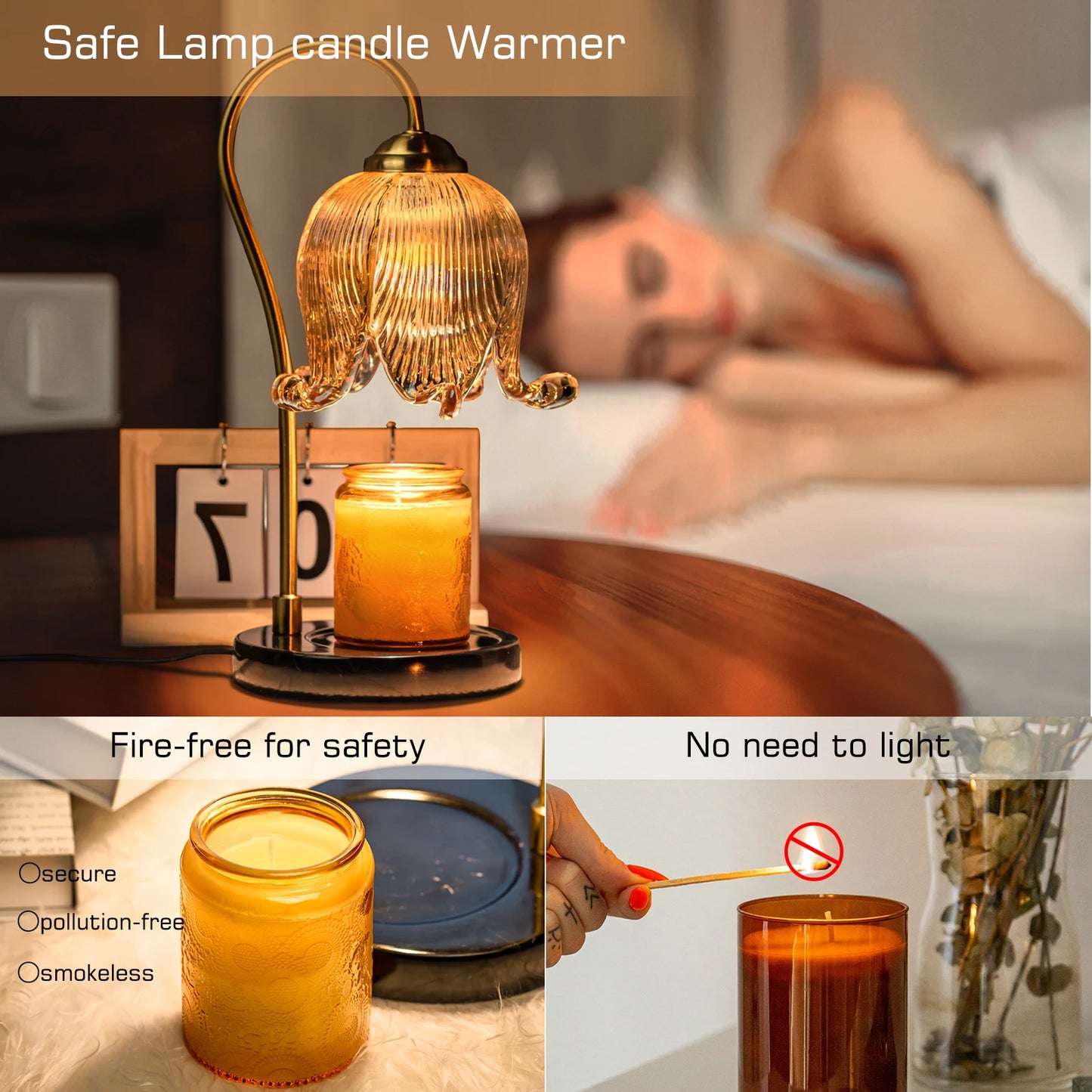 Tulip Flower Warm Candle Lamp, Fireless Fragrance