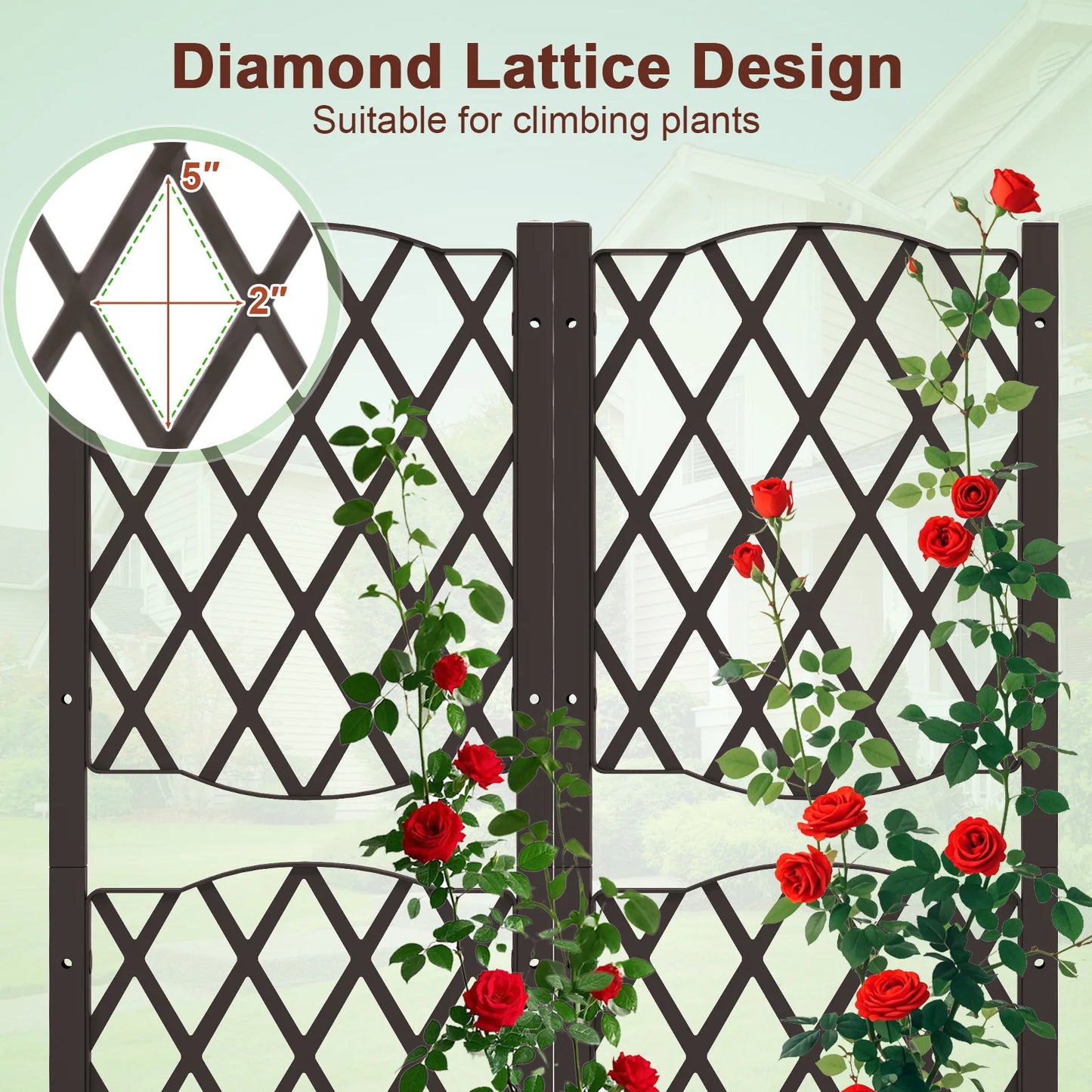 Raised Garden Bed w/Trellis Planter Box for Climbing Plants 32" x 16" x 48"