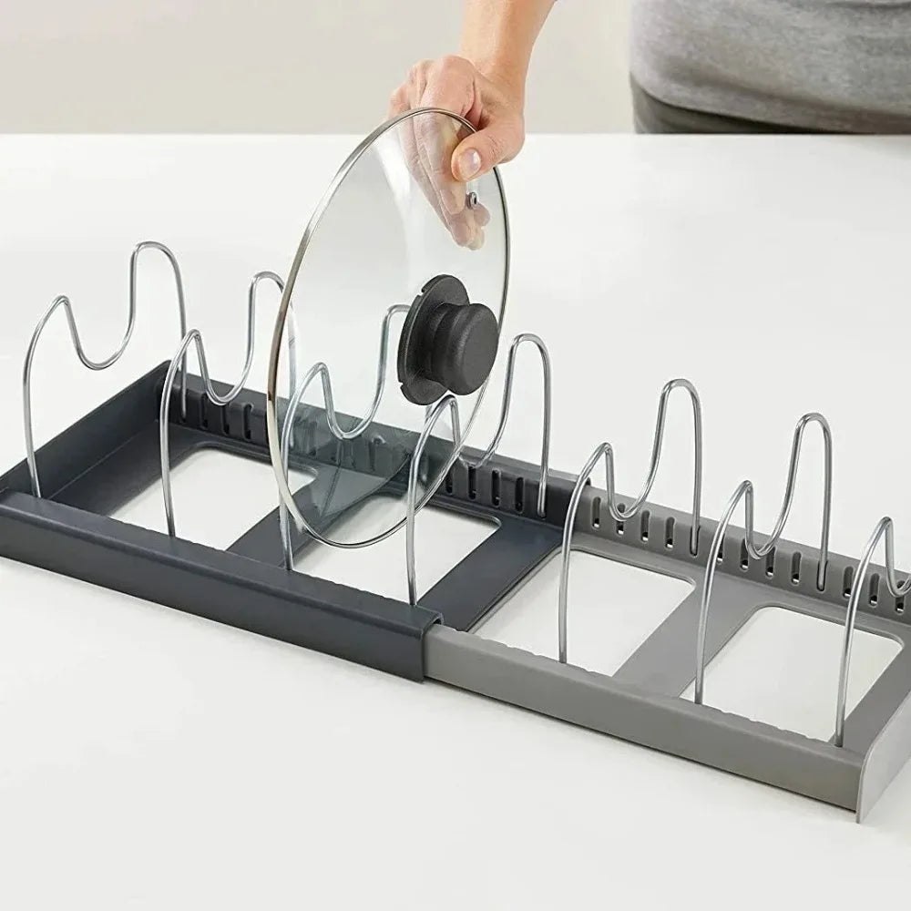 1Pc 7-Compartment Pot and Pan Organizer - Space Saving Organizer