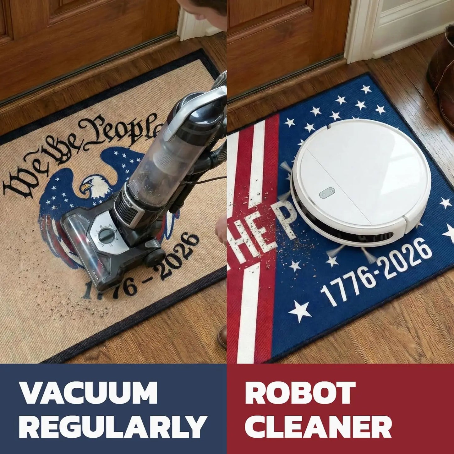 250th Anniversary 4th of July Patriotic Mat – Red White Blue Non-Slip Indoor/Outdoor Entrance & Porch Decor