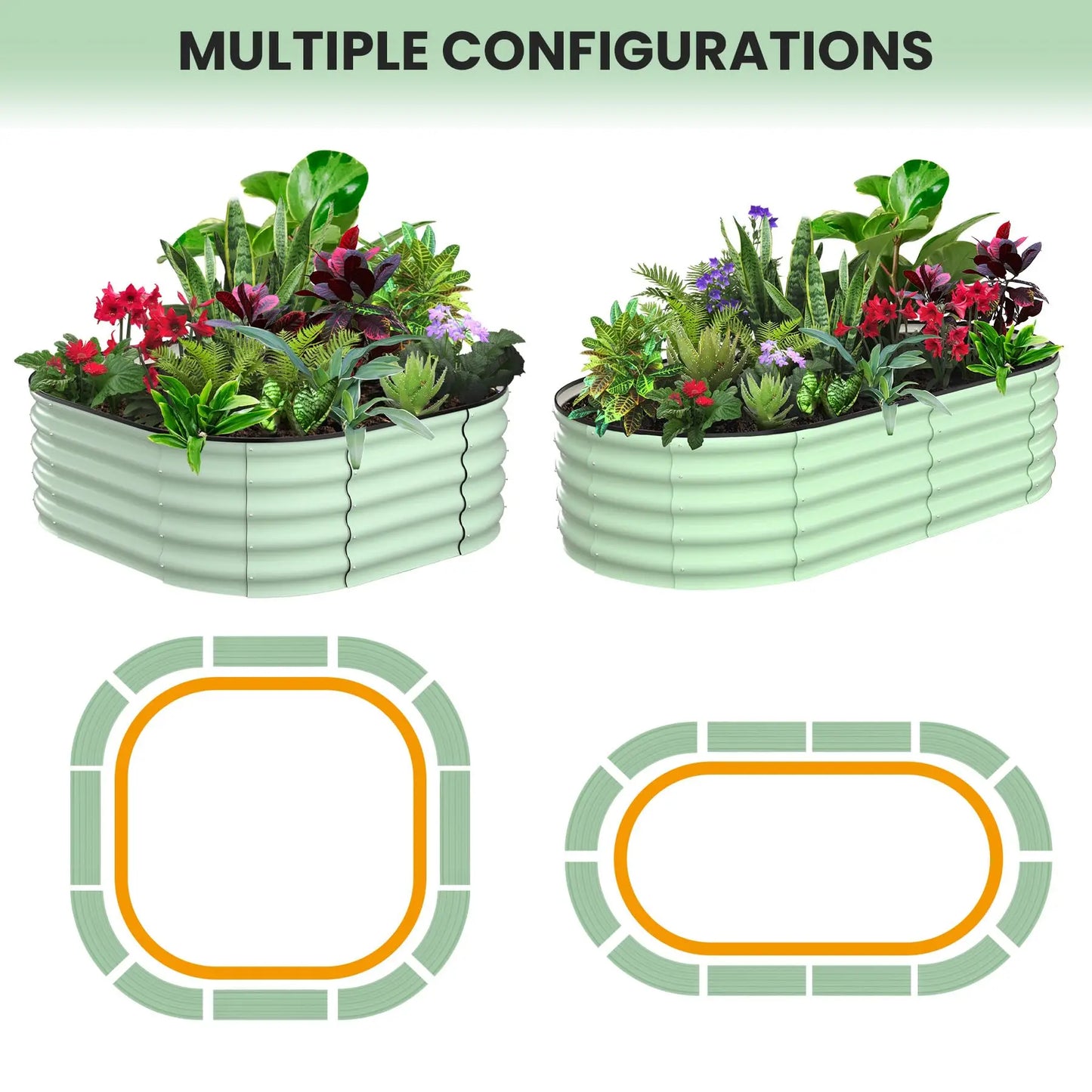 Oval Galvanized Raised Garden Beds (2‑Pack) – Heavy‑Duty Metal Planter Boxes with Open Bottom & Safe Rubber Edging