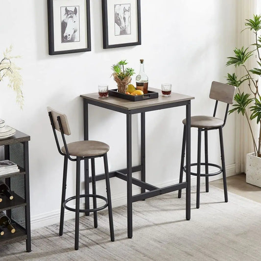 Bar Table Set for 2 with 2 Upholstered Stools