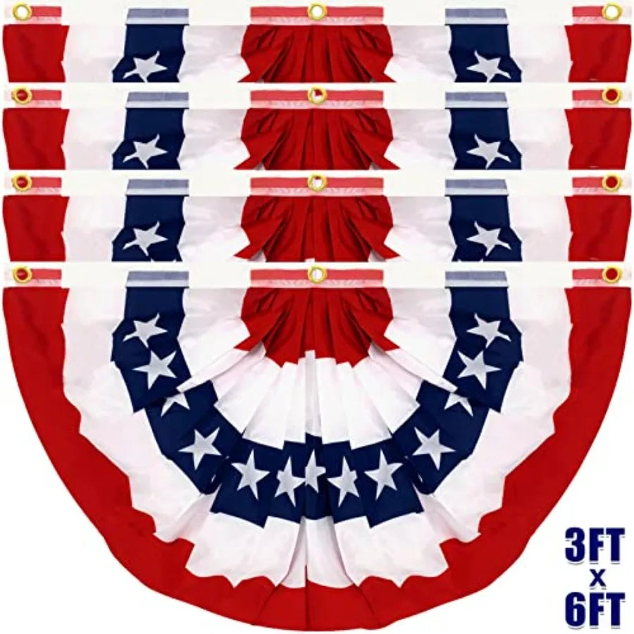 4 Pack Extra Large 3x6 Feet Bunting American Flags for Outside