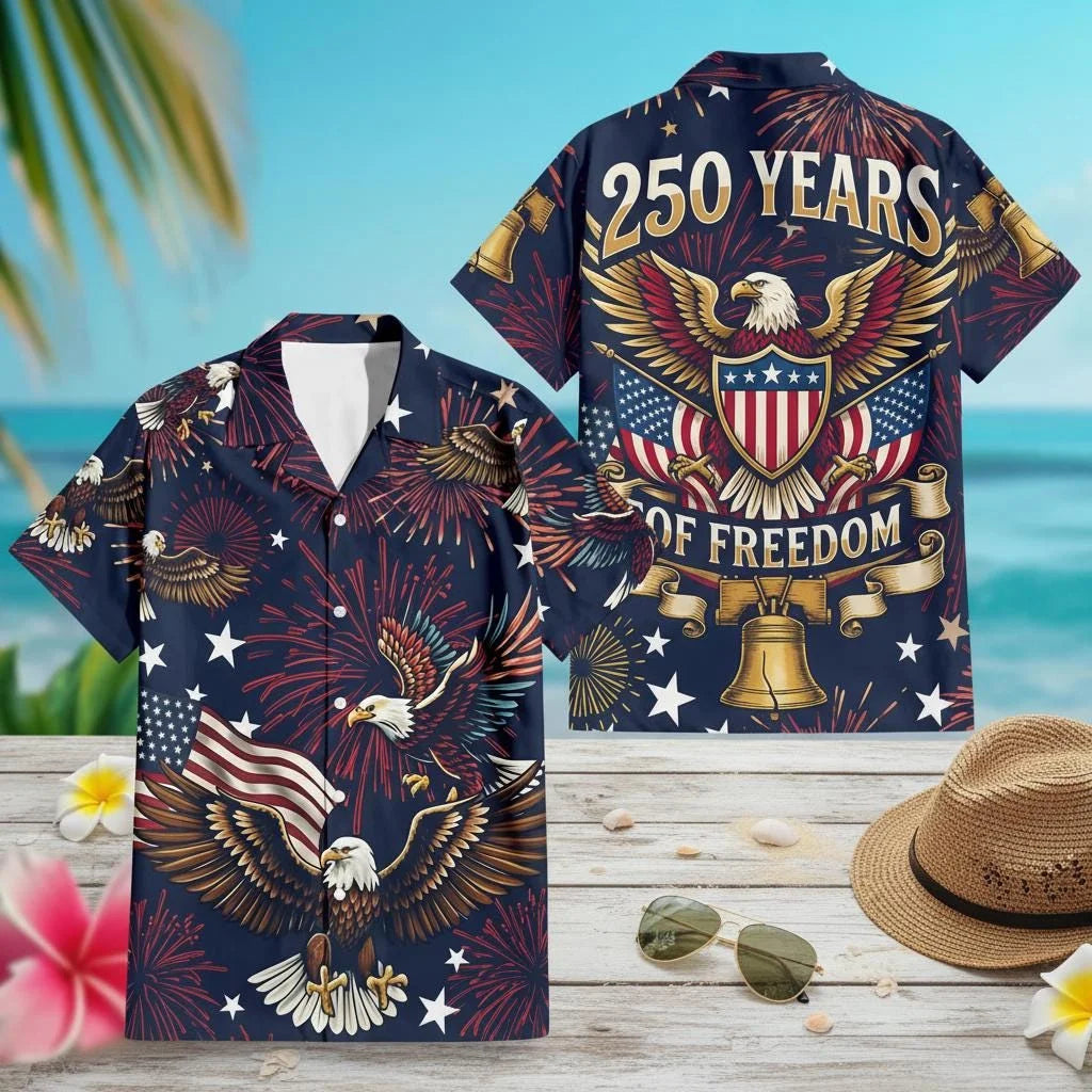 New USA 250th Anniversary Eagle 1776-2026 Hawaii Shirt 250 Years of Independence