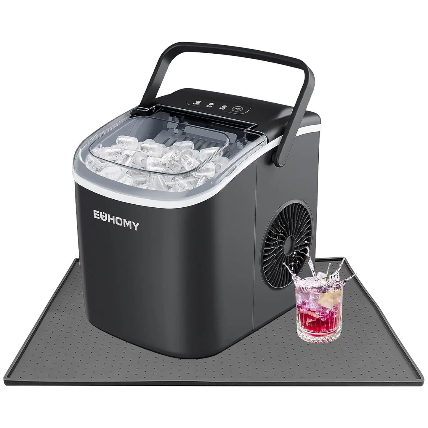Silicone Ice Maker with Mat, Raised Edge to Prevent Spills, Non-Slip, Portable