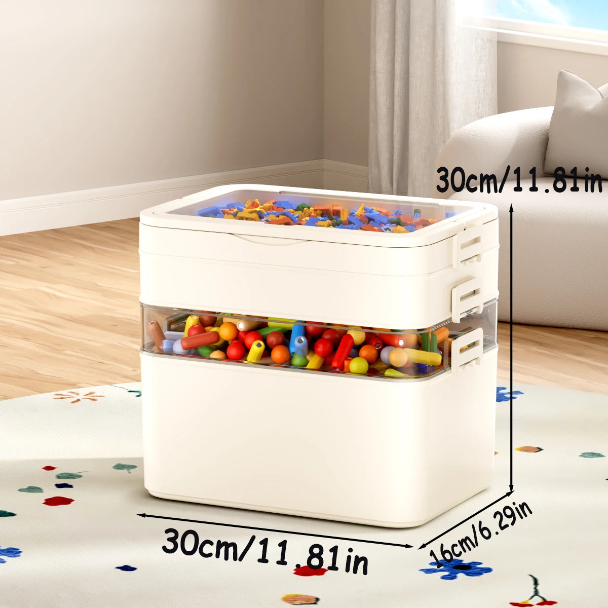 Large Capacity, Durable, Portable, Stackable Storage Box/Organizer with Handle