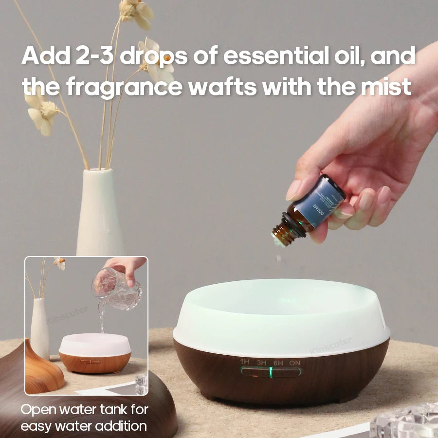 Wood Grain Aromatherapy Diffuser, USB Humidifier, Desktop Air Purifier, Aroma Cool Mist Difusor/Essential oil set