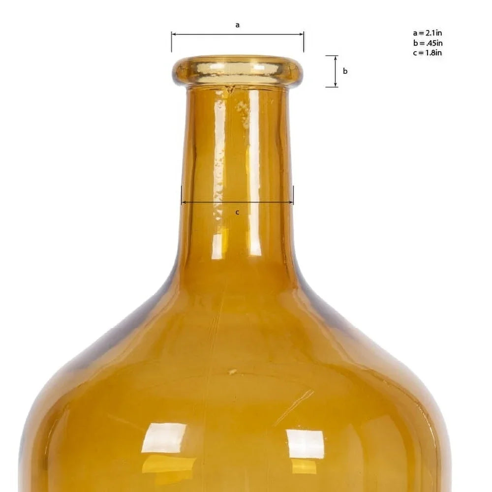 12" Amber Translucent Glass Vase – Elegant Decorative Tabletop Flower Vase, Durable & Easy to Clean