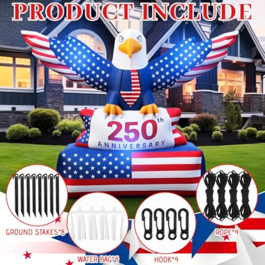 Patriotic Eagle Inflatable – LED‑Lit 4th of July Outdoor Decoration Made of Durable PVC