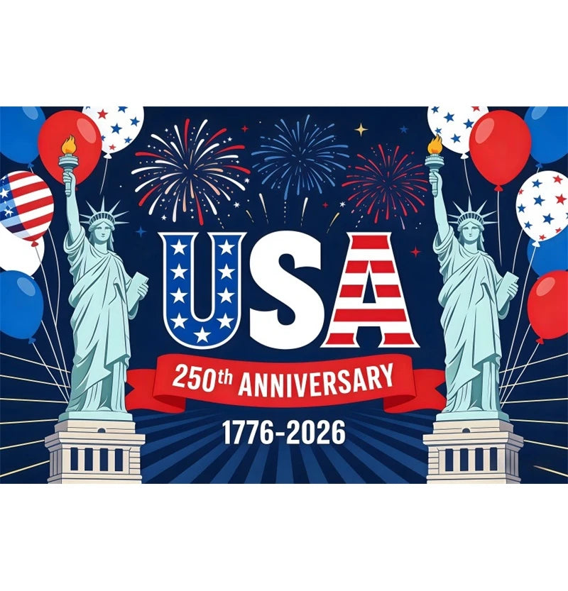 America 250th Anniversary Backdrop Cover Bald Eagle Statue of Liberty Flag 4th of July Independence Day Celebration Backgrounds